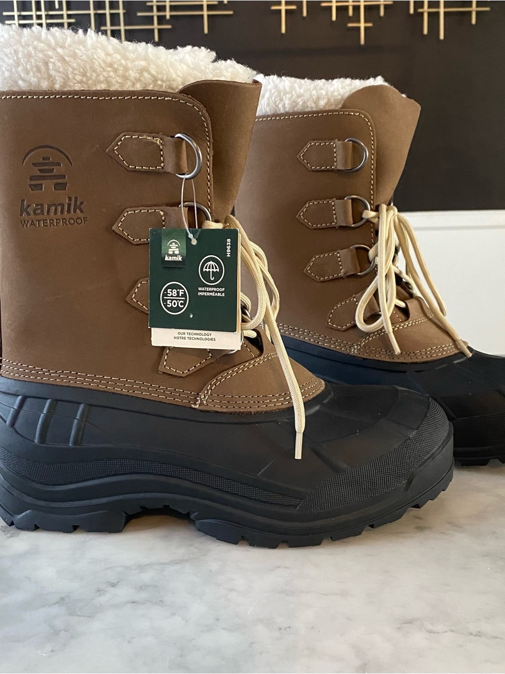 Kamik Alborg Pac Boots Womens Size 9 Brown -58F Rated Leather Waterproof